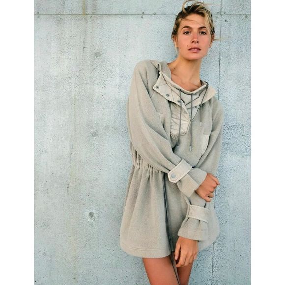 Free People Jacket Hood Pullover Sadie Surplus Knit We The Free Stone sz… - Picture 2 of 6